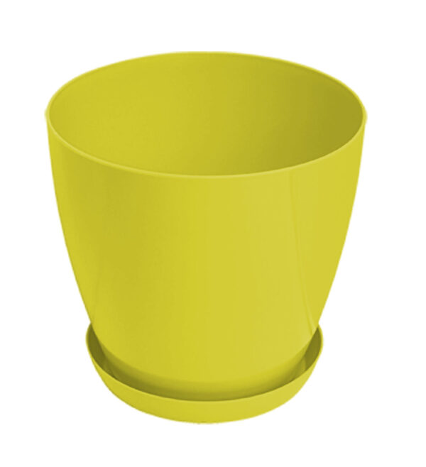 Flower pot LUX 14cm with coaster žuta