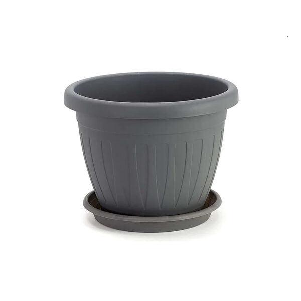 Flower pot MEDITERAN with coaster 20cm antracit