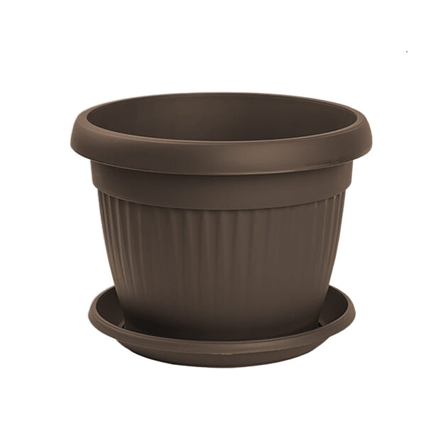 Flower pot MEDITERAN with coaster 20cm braon