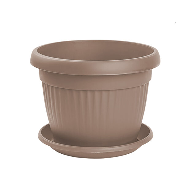 Flower pot MEDITERAN with coaster 30cm moka